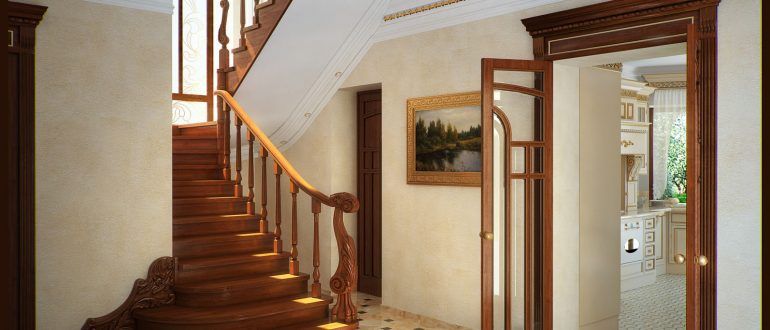 Дизайн коридору в будинку зі сходами фото 4