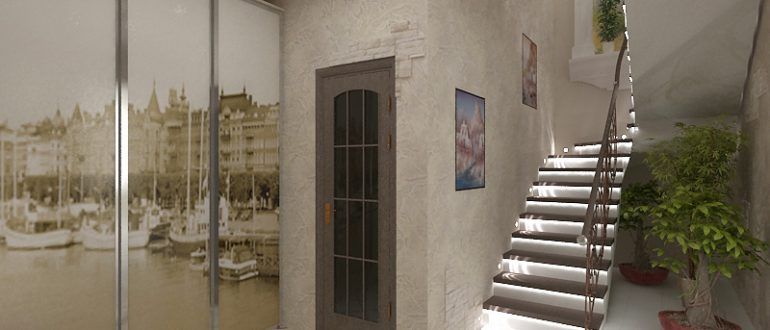 Дизайн коридору в будинку зі сходами фото 1