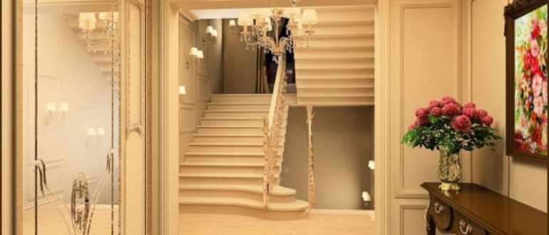 Дизайн коридору в будинку зі сходами фото