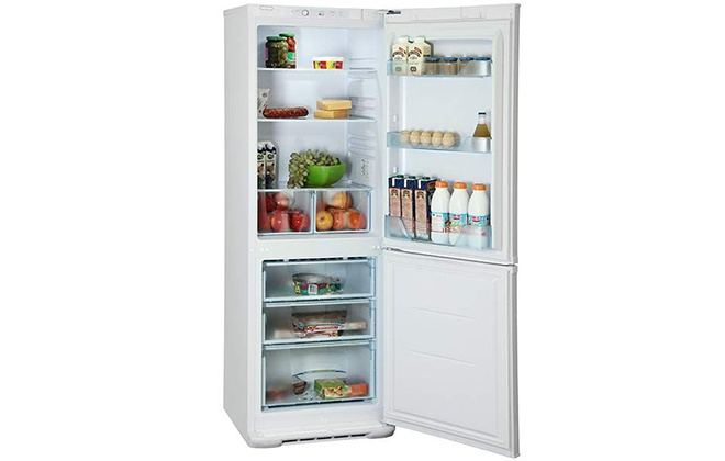 Холодильник Бірюса 133 з продуктами
