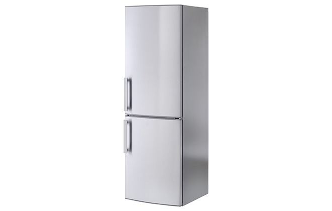 Двокамерний холодильник сірого кольору