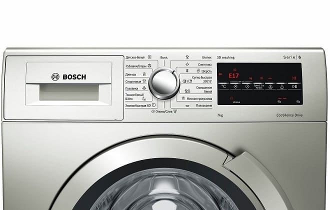 Помилка Е17 на екрані пральної машини Bosch