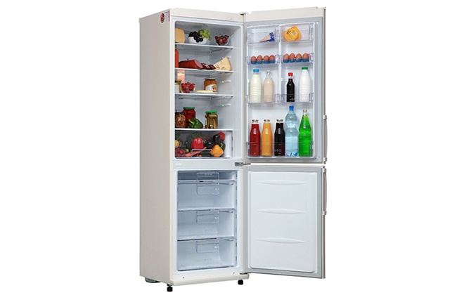 Холодильник LG GA-B409UEQA з продуктами