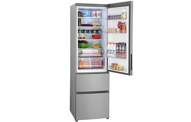 Холодильник Haier A2F637CXMV з продуктами всередині